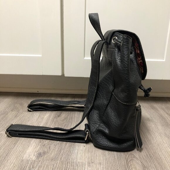 Nine West Black Vegan Leather Mini Backpack Y2K Adjustable Straps Small Bookbag - Picture 6 of 13